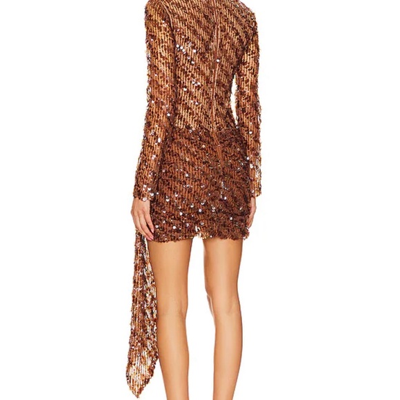 Revolve Sequin Long Sleeve Dress in Bronze - Picture 4 of 4